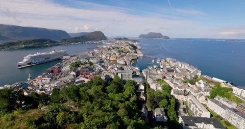 High angle view of Alesund Stock Footage 284352277