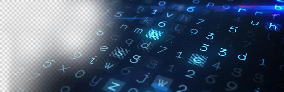 High angle view of alphabets and numbers on screen Stock Illustration