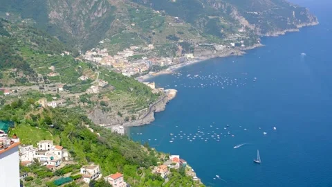 High angle view of the Amalfi Coast, Italy. Video stock 275274472