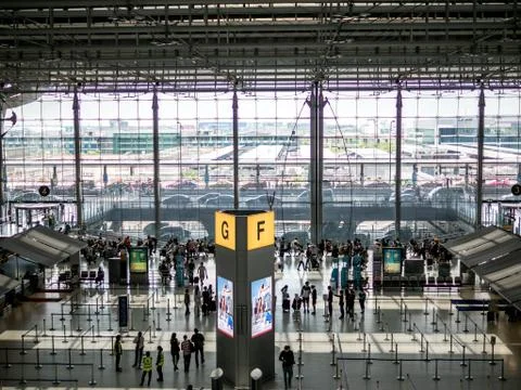 High angle view and Passengers walking in Suvarnabhumi Airport Stock Photos