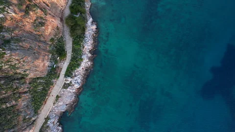 High angle view of Arvanitia rocky cliffs in Nafplio, Greece. Vídeos de archivo 336984770