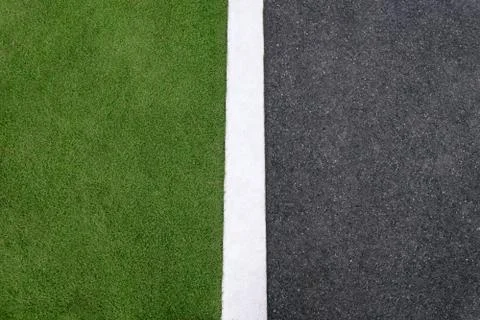 High angle view of asphalt of street and grass Illustrazione stock