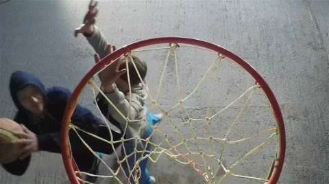 High angle view of a basketball game. Slow motion Stock Footage 49762820