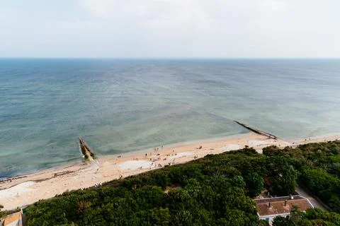 High angle view of Beach at the lighthouse of the whales in the Island of Re Stock Photos