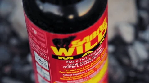 High angle view of a bear pepper spray. 스톡 동영상 116956484