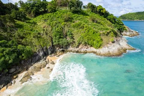 High angle view Beautiful Seashore in summer high season at Phuket island T.. Stock Photos