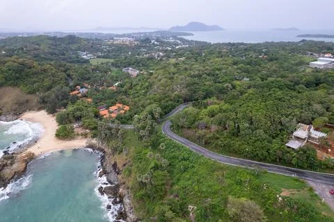 High angle view Beautiful Seashore in summer high season at Phuket island T.. Stock Photos