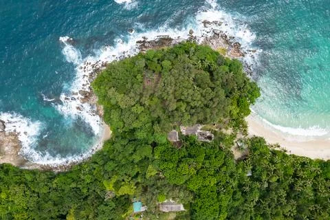 High angle view Beautiful Seashore in summer high season at Phuket island T.. Stock Photos