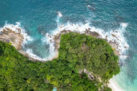 High angle view Beautiful Seashore in summer high season at Phuket island T.. Stock Photos