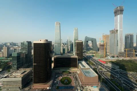 High angle view of Beijing Central Business District  skyscrapers building at Fotos de archivo