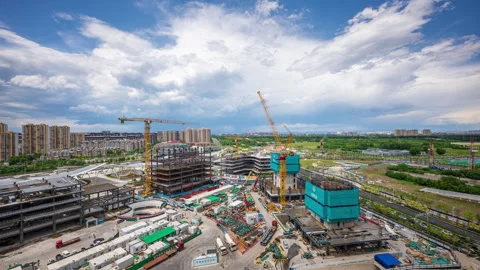 High Angle View of Beijing Tongzhou Railway Station Construction Site Stock Footage 336722101