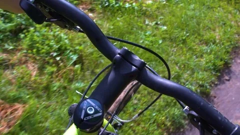 High angle view of bicycle on the concrete road. Stock Footage 77830243