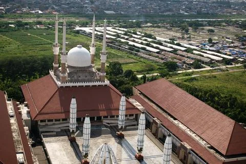 High angle view of Biq Mosque Central Java or Masjid Agung Jawa Tengah Stock Photos