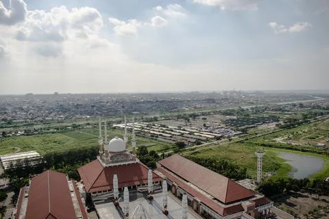 High angle view of Biq Mosque Central Java or Masjid Agung Jawa Tengah Stock Photos