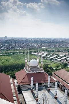 High angle view of Biq Mosque Central Java or Masjid Agung Jawa Tengah Stock-Fotos
