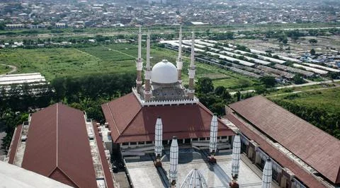 High angle view of Biq Mosque Central Java or Masjid Agung Jawa Tengah Stock Photos