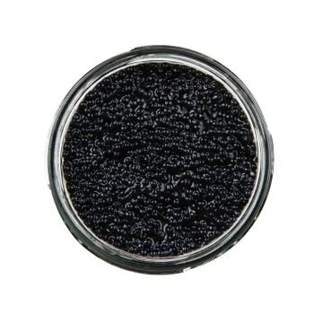 High angle view of black caviar isolate on white background Stock Photos