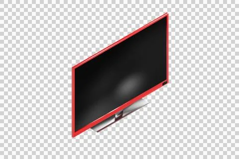 High angle view of black television set with red striped Stock Illustration