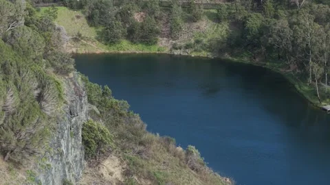 High angle view of blue lake in mount gambier, australia Stock Footage 339377133