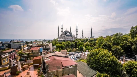 High angle view of The Blue Mosque during Ramadan Stock Footage 116910404