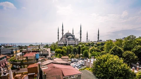 High angle view of The Blue Mosque during Ramadan Stock-Footage 116910596