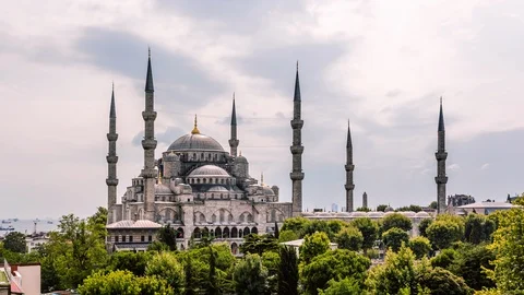 High angle view of The Blue Mosque during Ramadan Видео 116910735