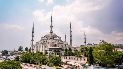 High angle view of The Blue Mosque during Ramadan Stock Footage 116912495