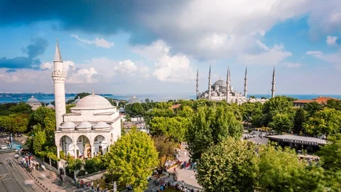 High angle view of The Blue Mosque during Ramadan Stock Footage 116914060