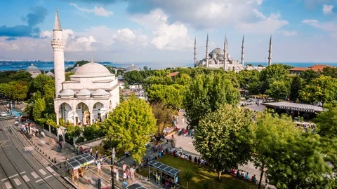 High angle view of The Blue Mosque during Ramadan Stock Footage 116914242