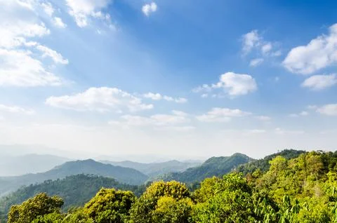 High angle view blue sky over mountain Stock Photos