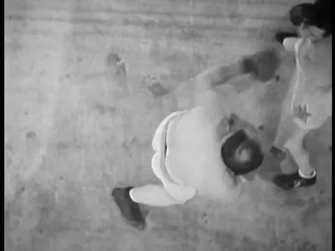 High angle view of boxer knocking out opponent Stock Footage 260256815