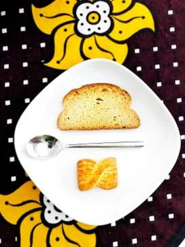 High Angle View Of Breakfast with cookies Stock Photos