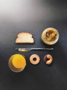 High Angle View Of Breakfast with cookies Stock Photos