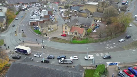 High angle View of Brighouse Town of England UK Stock Footage 292093827