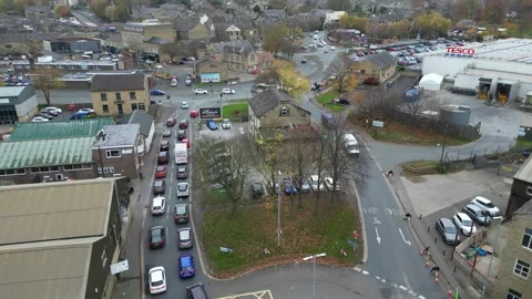 High angle View of Brighouse Town of England UK Stock Footage 292100429