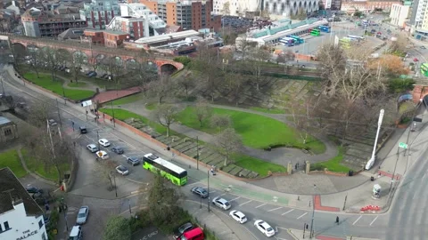 High Angle View of British City of England UK Stock Footage 310433100