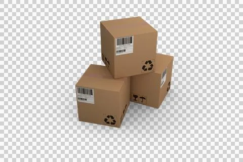 High angle view of brown cardboard boxes Stock Photos
