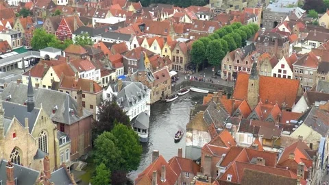 High angle view of Bruges. 스톡 동영상 145211018