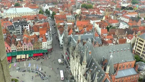 High angle view of Bruges Market Square. Video stock 145287063