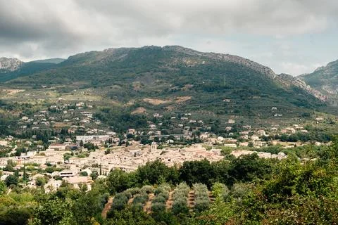 High angle view of Buis-les-Baronnies village from the mountains Stock Photos