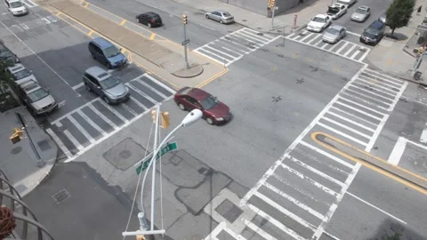 High Angle View of Busy City Intersection Traffic 動画素材 341468435