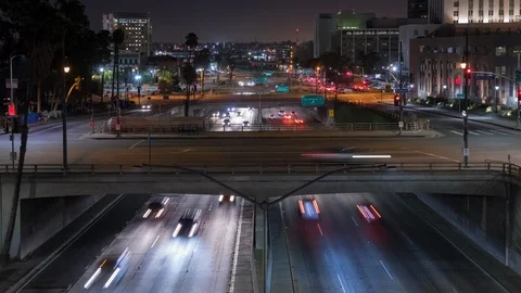 High Angle View of a Busy Highway at Night Video stock 88601640
