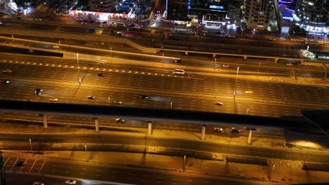 High angle view of busy Sheikh Zayed road Stock Footage 303695687