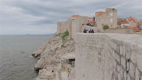 High angle view of Buza Bar at bottom of Dubrovnik City Wall, Croatia Video stock 283196421