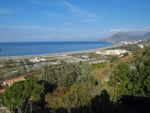High angle view of the Calabrian coast of Praia a Mare 写真素材