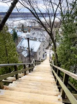 High angle view of Cap-Blanc stairs in Quebec city. Stock Photos