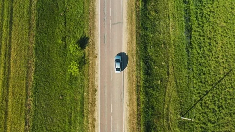 High angle view of car driving on rural road Video stock 109397421