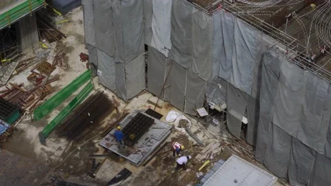 High angle view of car traffic at intersection downtown Singapore Stock Footage 162998137