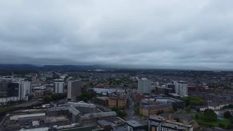 High Angle View of Cardiff City Centre and Buildings Stock Footage 284065597
