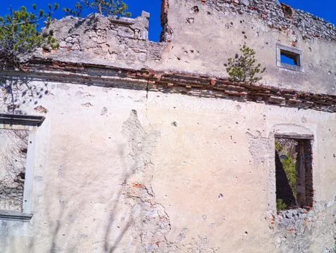 High angle view to a castle ruin Stock Photos